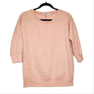 Forever 21 Sequin Pink Blush 3/4 Sleeves Sweater